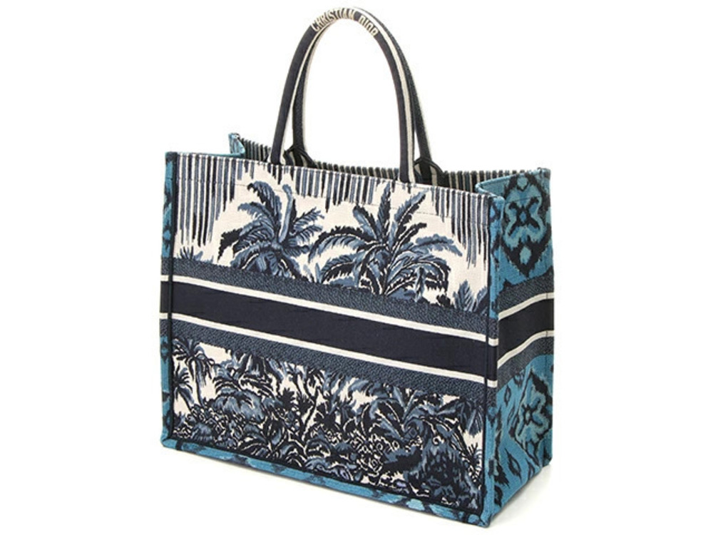 Dior Book Blue Canvas Bag Tote Christian Blue Navy Blue